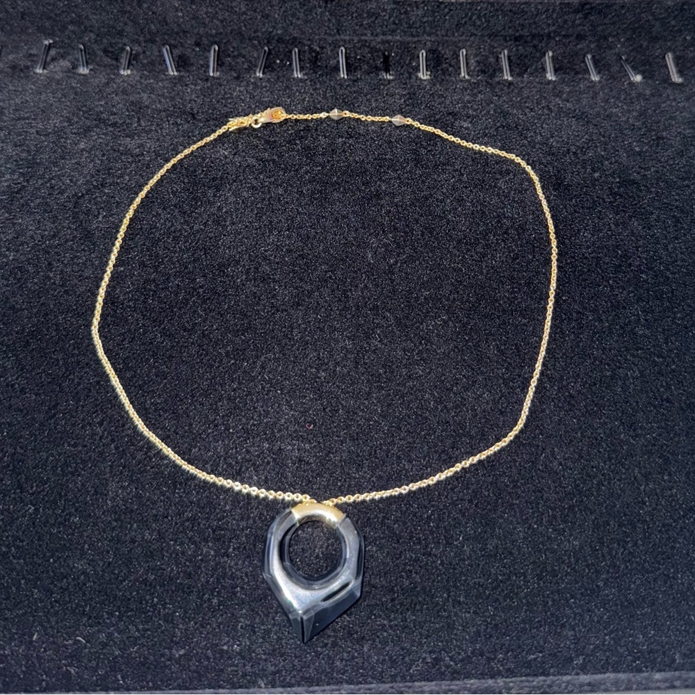 Alexis Bittar Black Lucite Pendant 15.5” Necklace